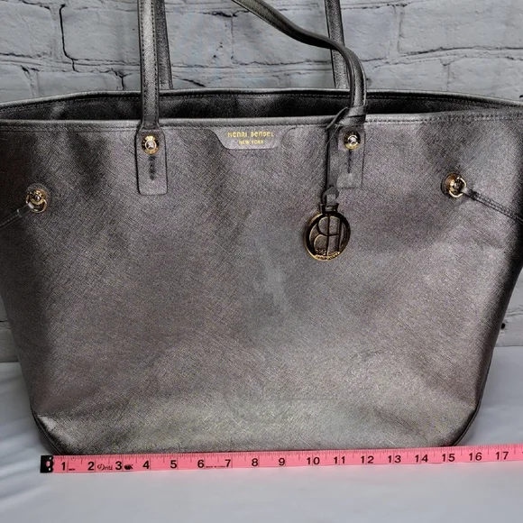 HENRI BENDEL LARGE 'METALLIC' LEATHER TOTE BAG STUDDED SIDES - Picture 11 of 16